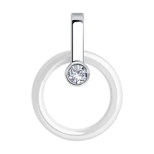 Подвеска из серебра с керамической вставкой и фианитом