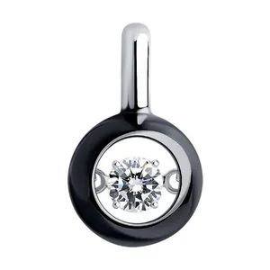 Подвеска из серебра с фианитом и эмалью