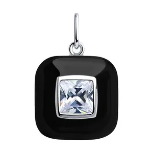 Подвеска из серебра с фианитом и эмалью