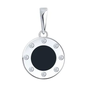 Подвеска из серебра с фианитами и эмалью