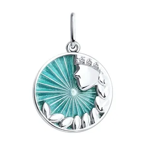 Подвеска из серебра с фианитами и эмалью