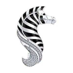 Брошь из серебра с фианитами и эмалью