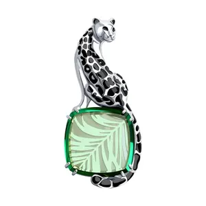 Брошь из серебра с ситаллом и эмалью