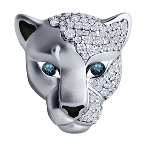 Брошь из серебра с фианитами и эмалью