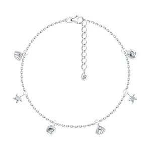 Браслет на ногу из серебра с фианитами