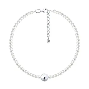 Браслет из серебра с синтетическим жемчугом