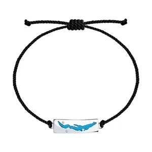 Браслет из серебра с фианитами и эмалью "о. Байкал"