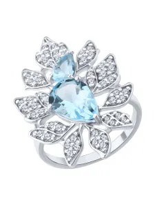 Кольцо из серебра с топазами и фианитами