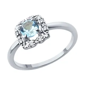 Кольцо из серебра с топазом и фианитами