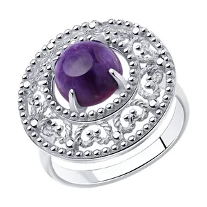 Кольцо из серебра с чароитом