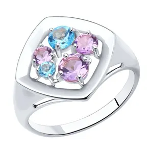 Кольцо из серебра с полудрагоценными вставками