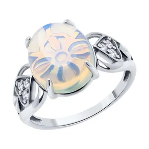 Кольцо из серебра с опалитом и фианитами