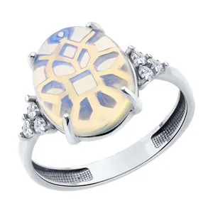 Кольцо из серебра с опалитом и фианитами