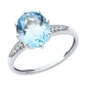 Кольцо из серебра с топазом и фианитами