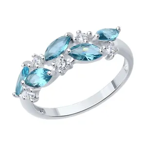 Кольцо из серебра с ситаллами и фианитами