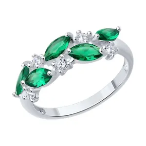 Кольцо из серебра с ситаллами и фианитами