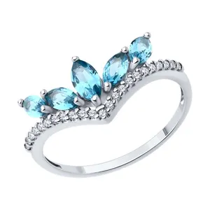 Кольцо из серебра с ситаллами и фианитами