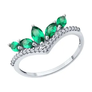 Кольцо из серебра с ситаллами и фианитами