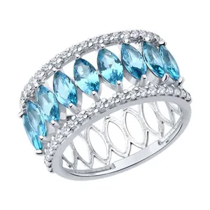 Кольцо из серебра с ситаллами