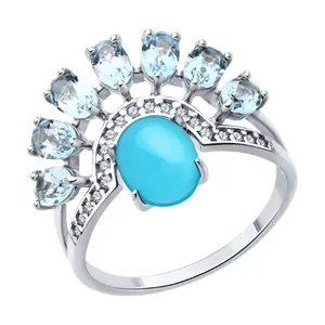 Кольцо из серебра с миксом камней