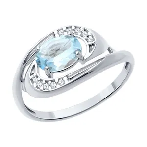 Кольцо из серебра с топазом и фианитами