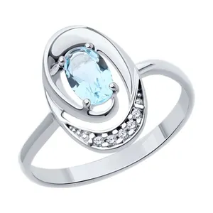 Кольцо из серебра с топазом и фианитами