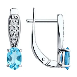 Серьги из серебра с топазами и фианитами