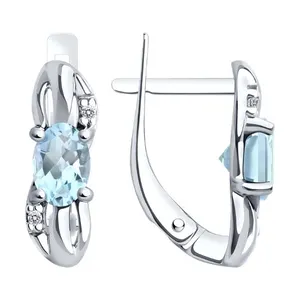 Серьги из серебра с топазами и фианитами