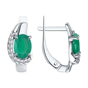 Серьги из серебра с агатами и фианитами