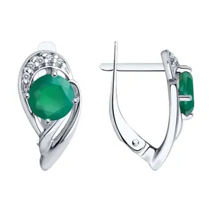 Серьги из серебра с агатами и фианитами