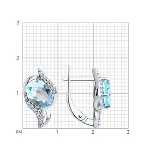 Серьги из серебра с топазами и фианитами