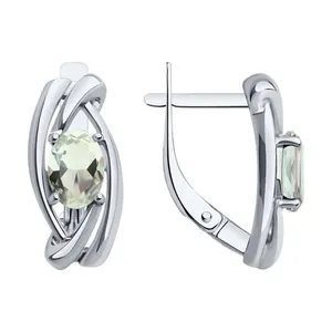 Серьги из серебра с празиолитом