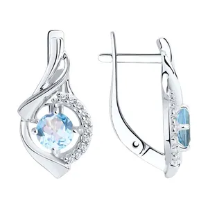 Серьги из серебра с топазами и фианитами