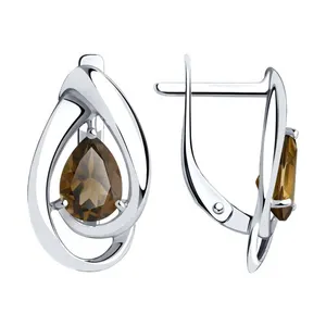 Серьги из серебра с раухтопазами