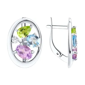 Серьги из серебра с миксом камней