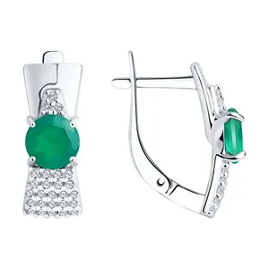 Серьги из серебра с агатами и фианитами