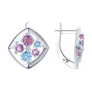 Серьги из серебра с полудрагоценными вставками