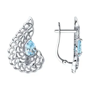 Серьги из серебра с топазами