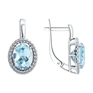 Серьги из серебра с топазами и фианитами