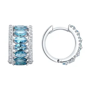 Серьги из серебра с ситаллами и фианитами