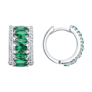 Серьги из серебра с ситаллами и фианитами