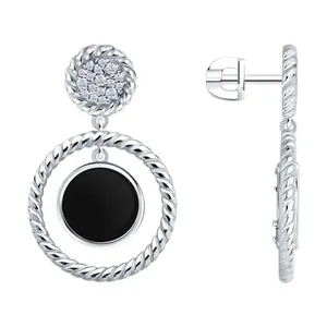 Серьги из серебра с агатами и фианитами