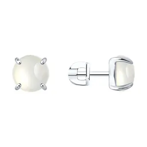 Серьги из серебра с луннными камнями