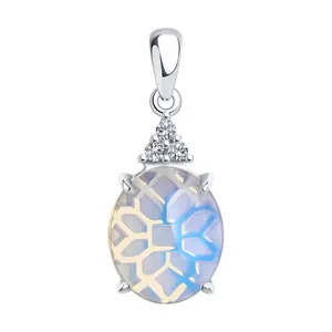 Подвеска из серебра с опалитом и фианитами