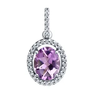 Подвеска из серебра с аметистом и фианитами
