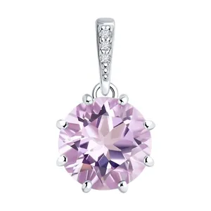 Подвеска из серебра с аметистом и фианитами