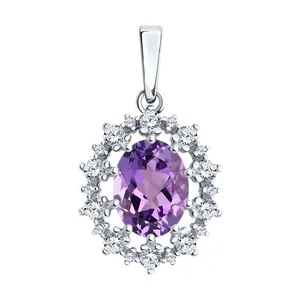 Подвеска из серебра с аметистом и фианитами