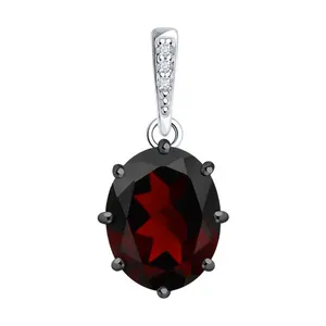 Подвеска из серебра с гранатом и фианитами