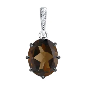 Подвеска из серебра с раухтопазом и фианитами