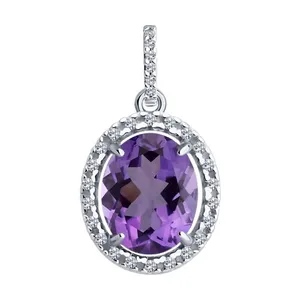 Подвеска из серебра с аметистом и фианитами